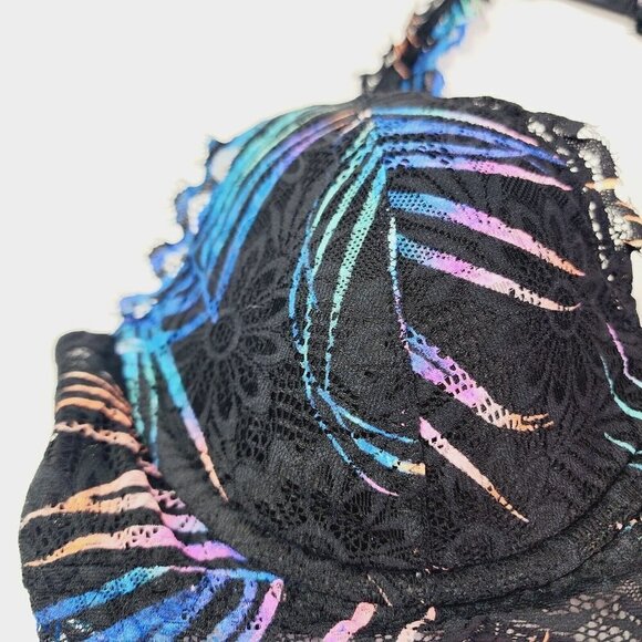 Victoria Secret PINK Bra Lace Bralette Lightly Lined Tropical Neon Bra Halter L - Picture 4 of 11